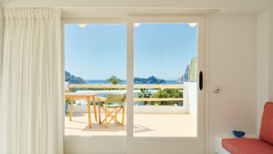 Large terrace of the Es Vedrà Suite at Hotel Petunia Ibiza