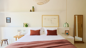 Double bedroom of the Hibiscus Suite at Hotel Petunia Ibiza