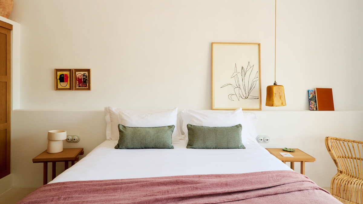 Bedroom of the sea view suite at Hotel Petunia Ibiza