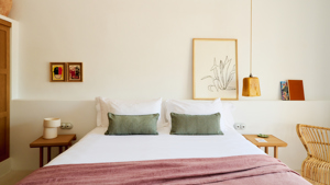 Bedroom of the sea view suite at Hotel Petunia Ibiza