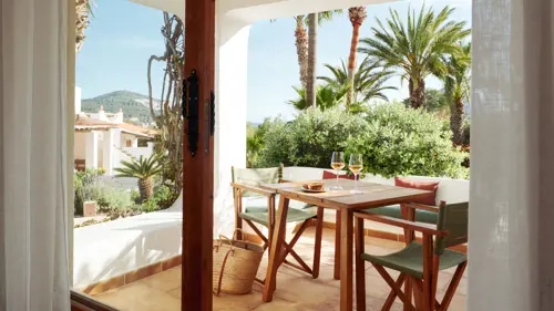 Garden view terrace of the Hibiscus Suite at Hotel Petunia Ibiza