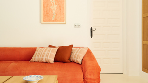 Sofa detail of the Family Deluxe room at Hotel Petunia Ibiza
