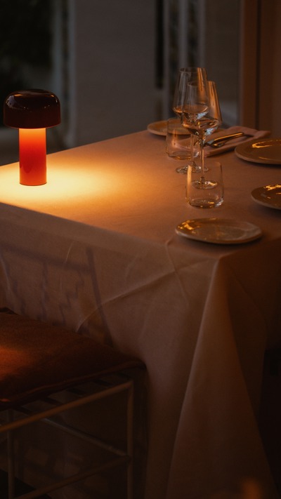 Table for a romantic dinner at La Mirada restaurant, Beaumier Petunia hotel in Ibiza